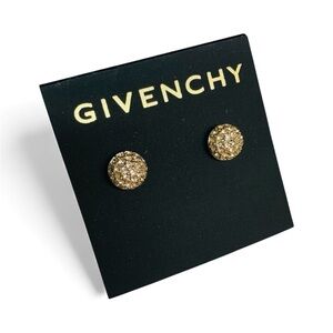 NEW GIVENCHY Elegant Gold Plated CZ Stud Earrings - Givenchy Stamped On Back